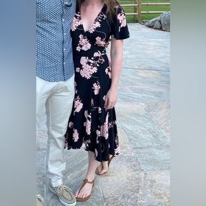 Chelsea28 Black Floral Wrap Dress,